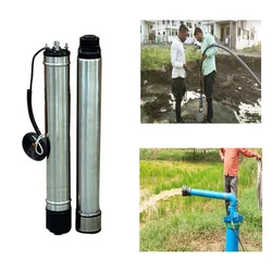 Oswal 1HP Single Phase 3 inch V3 Oil Filled Borewell Submersible Pump, 11 Stages, 1 Year Warranty